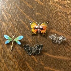 Butterfly Brooches and Dragonfly Lot of 4